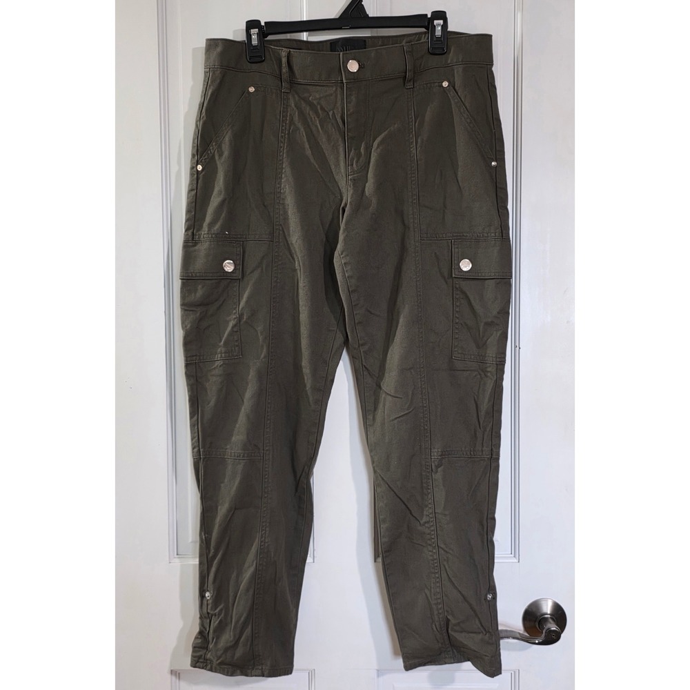 White House Black Market Mid Rise Tapered Cargo Pants Olive Green Size 10